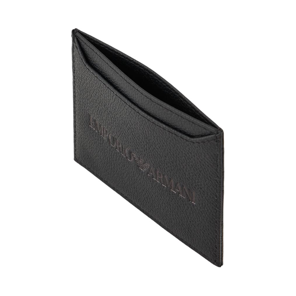 Emporio Armani Логотип Открытая застежка Кожаный держатель для карт Унисекс Аксессуары Черный EM001578-AF13788-UC001