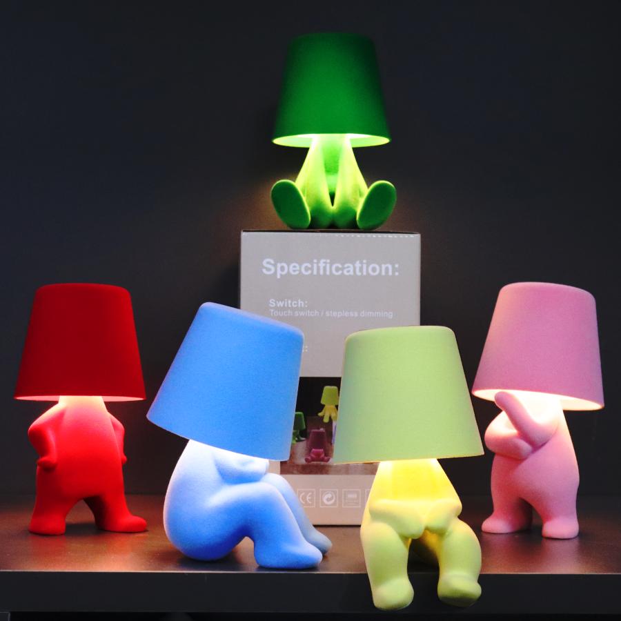 LED decorative ambiance thinker fabric plush villain table lamp ins style bedroom bedside desk bar USB rechargeable table lamps