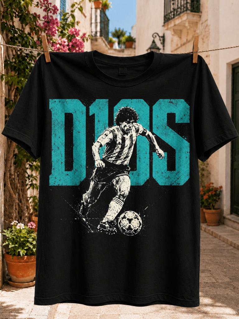 D10s Football Legend Graphic Graphic Football Player Dribbling Before Oversized Turquoise Text Tee Unisex All Tshirt