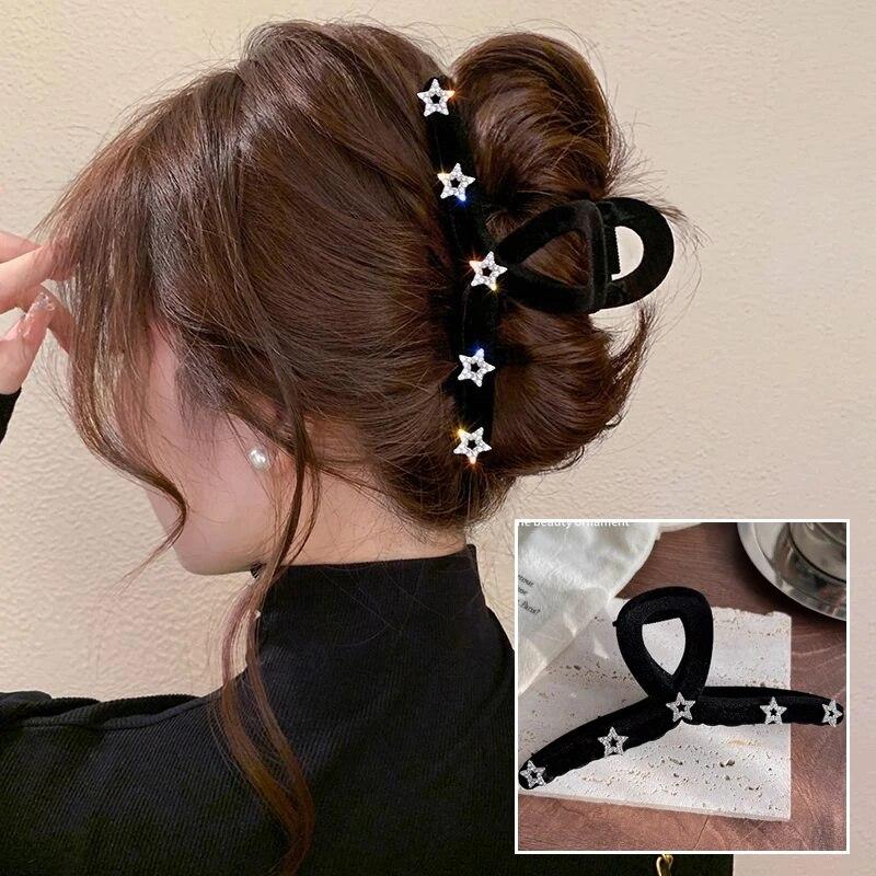 Ретро флокирующая заколка для волос со звездой, женские винтажные большие пластинчатые заколки для волос, заколки в виде акулы, головной убор для женщин, аксессуары для волос