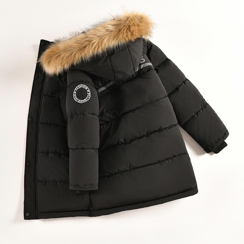 Kids' Winter Cotton Jacket with Fur Collar - Boys' Thickened Coat