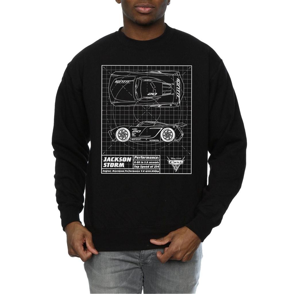 Disney Mens Cars Jackson Storm Blueprint Sweatshirt