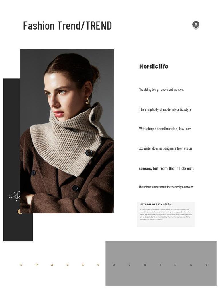 2025 European & American High-End Wool Knitted Flower Button Neck Warmer for Autumn/Winter