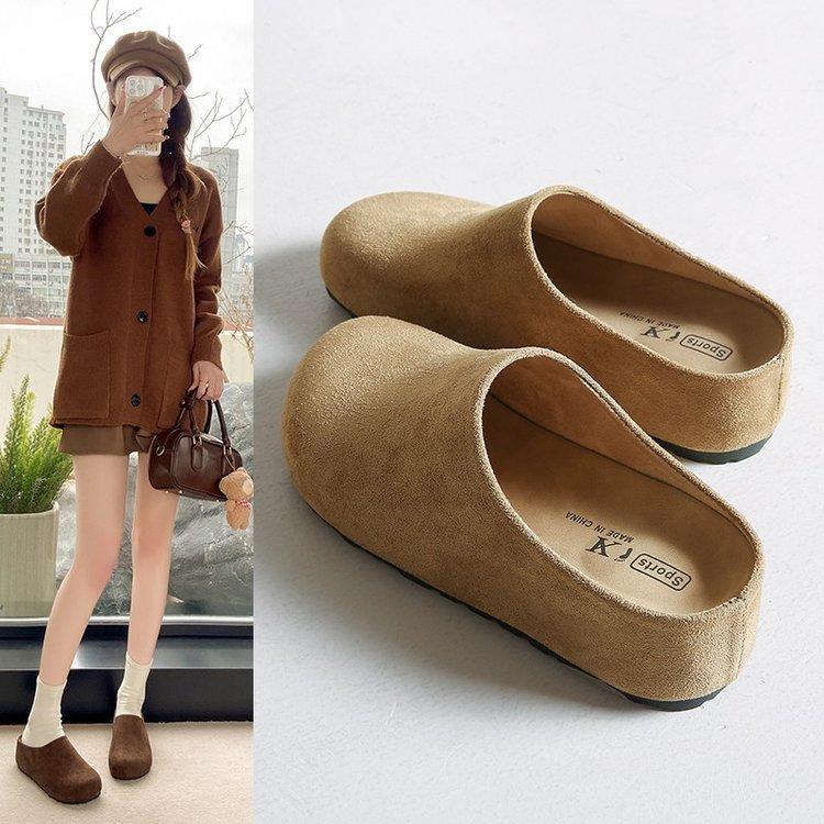 Lazy Shoes French Retro Outer Wear Boken Shoes Slippers One Pedal Versatile Casual Half Drag Early Spring New Bag Head Drag