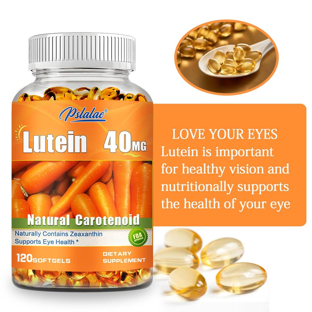 Lutein 40mg capsules, an eye-protecting vitamin supplement, supports eye health and relieves eye fatigue, 120 capsules.