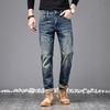 Весна и Осень Новые Мужские Джинсы Ретро Американские Джинсы Большой Бык Мужские Джинсы Маленькие Прямые Брюки