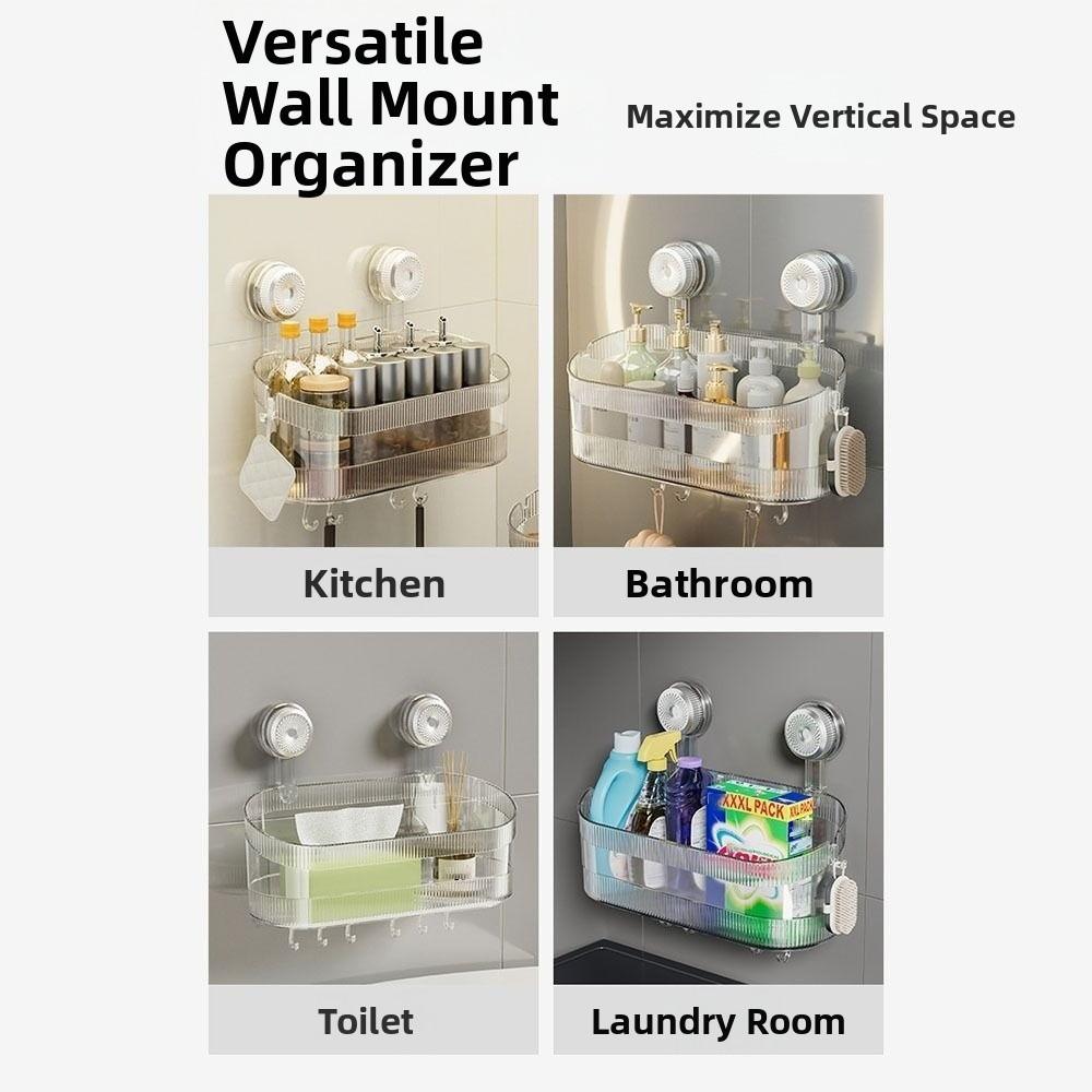 Transparent Kitchen Storage Box Suction Cup Storage Rack New Bathroom Shelves  Home Supplies