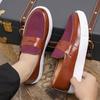 Fashion Fashion Men Comfortable Soft Sole Red Loafers Autumn Luxury Brand Casual Wear-resistant Thick Soled Men Shoes Round Toe Shoes