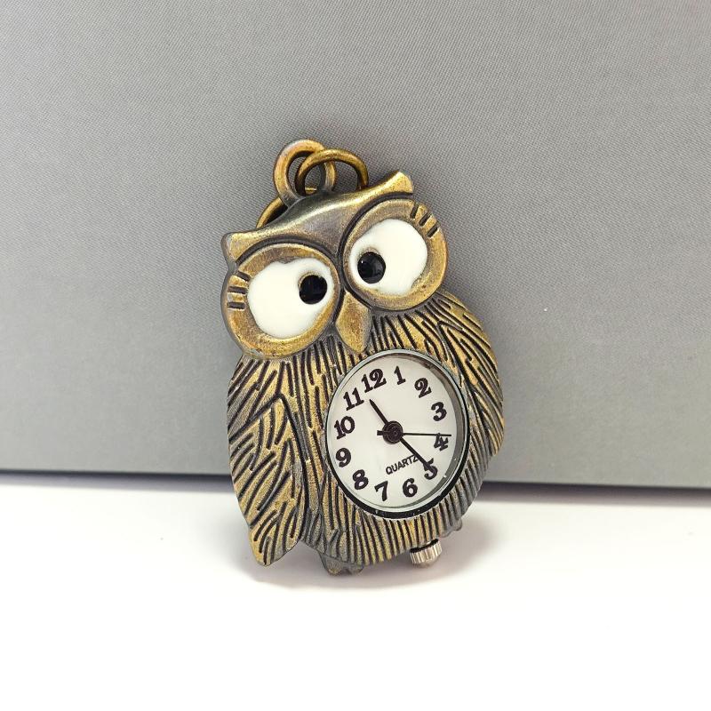 Мультяшные женские мужские карманные часы Сова Милые Мини Антикварные Бронзовый Цвет Кварцевые Карманные Часы на Цепочке Для Подарка Семье На День Рождения