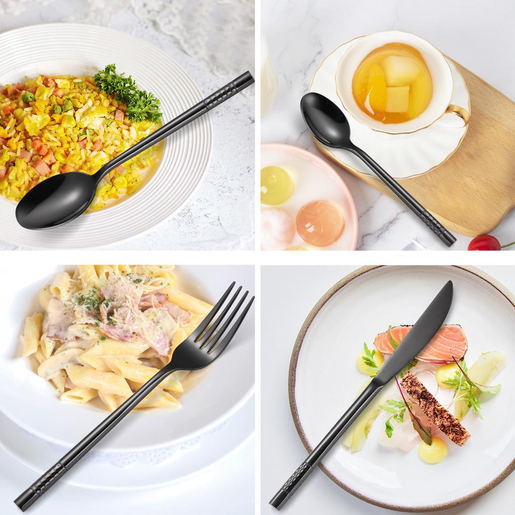430 нержавеющая сталь утолщенный молотковый наконечник круглая ручка столовые приборы набор из 4 предметов западная кухня нож для стейка вилка ложка YSH-5-4PS