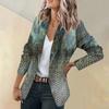 Women's Jacket Long Sleeve Print Cardigan Collar Single Button Business & Leisure Top