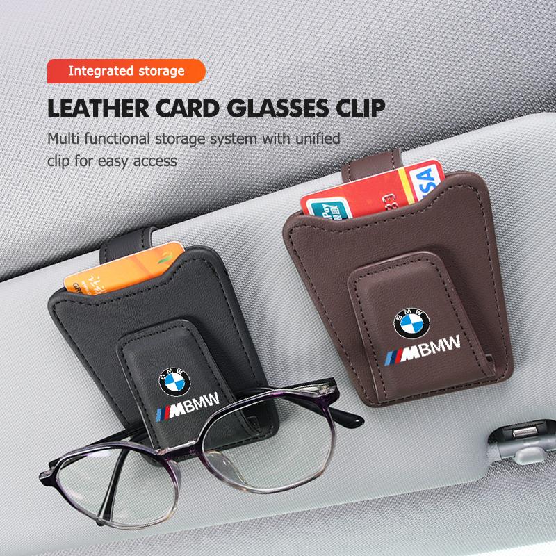 Leather Car Sun Visor Glasses Clip Hanging Sunglasses Organizer Holder Accessories For BMW E87 E70 E91 E30 G20 E92 E93 E60 E46