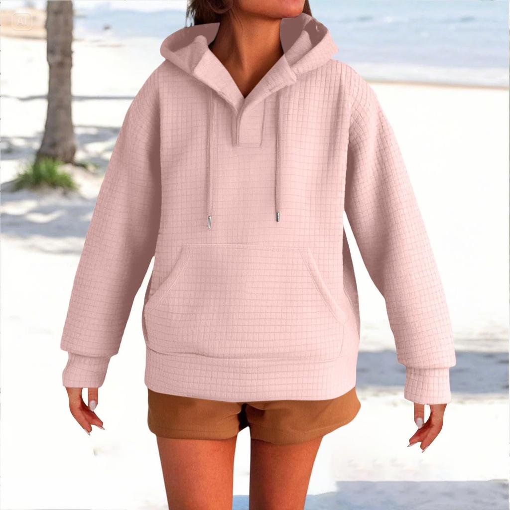 Женский модный пуловер с длинными рукавами и однотонная толстовка с капюшоном