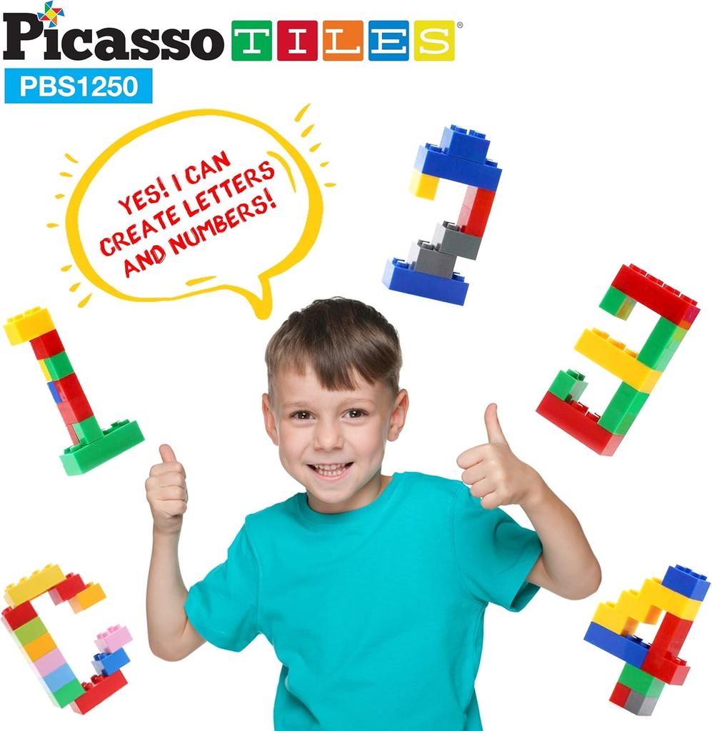 1250 PCs Educational Building Block Bricks Tile Set Creative Shapes to Enhance Imaginative Play Unique Set to Characters Learnin