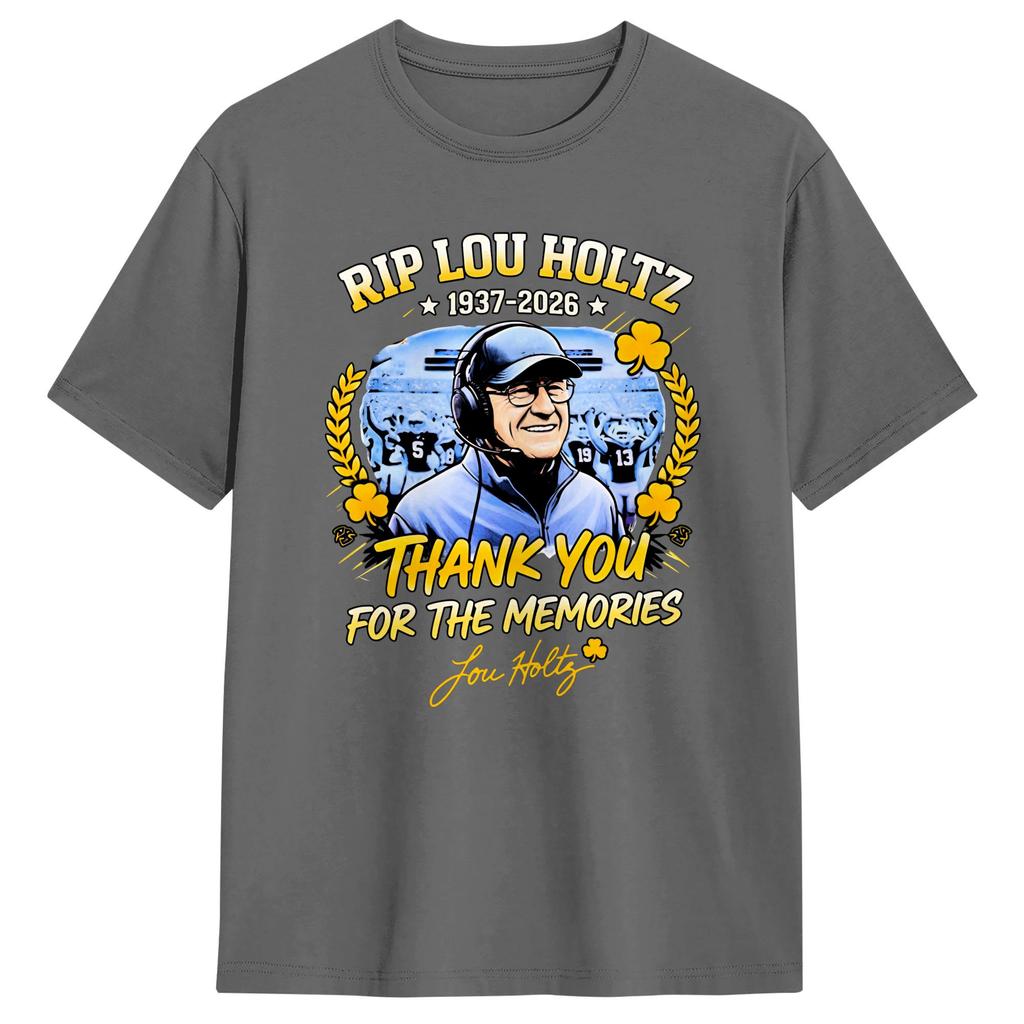 Lou Holtz Thank You For The Memories Cotton T Shirt For Couple Summer Funny T Shirts Leisure Tees Oversize Casual Clothing