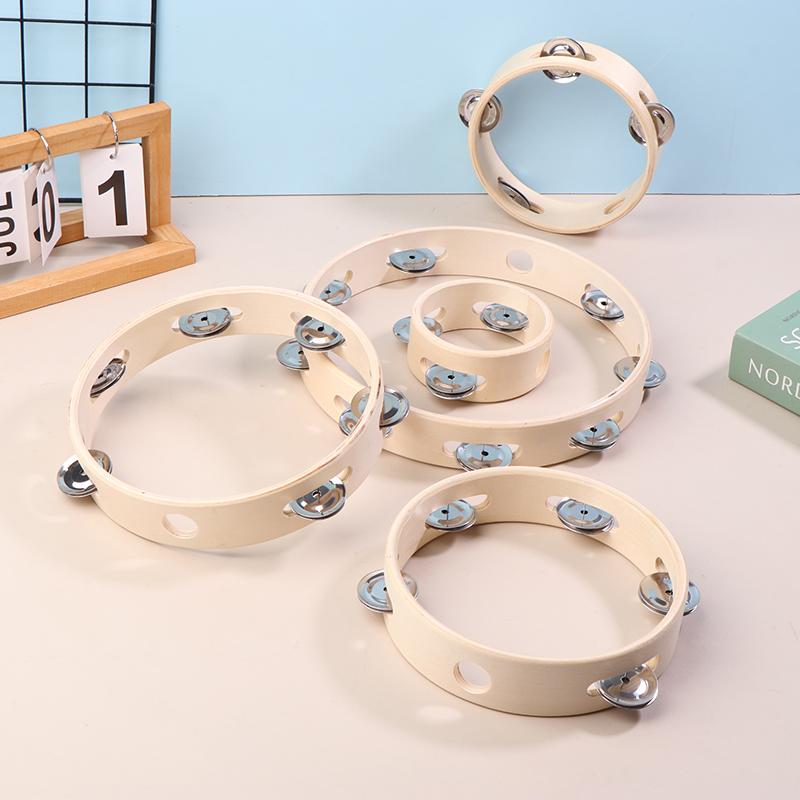 4/6/7/8/10-дюймовые ручные барабаны, игрушки, образование, музыкальный инструмент Орфа, бубен, колокольчик с ручкой, однорядный деревянный бубен с кольцами