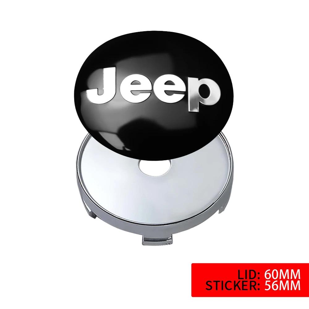 4Pcs 56mm 60mm Car Wheel Center Cap Sticker Hub Cover Decal For Jeep Wrangler Grand Cherokee Compass Renegade Gladiator AMQ1