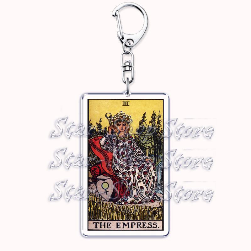 Popular Culture Halloween Tarot Card Keychains for Accessories Moon Luna Death Keyring Jewelry Fans Lovers Friends Reader Gifts