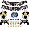 GAME ON Game-Themed Birthday Party Decoration Set: Banner, Foil Balloons, and Cake Topper Set