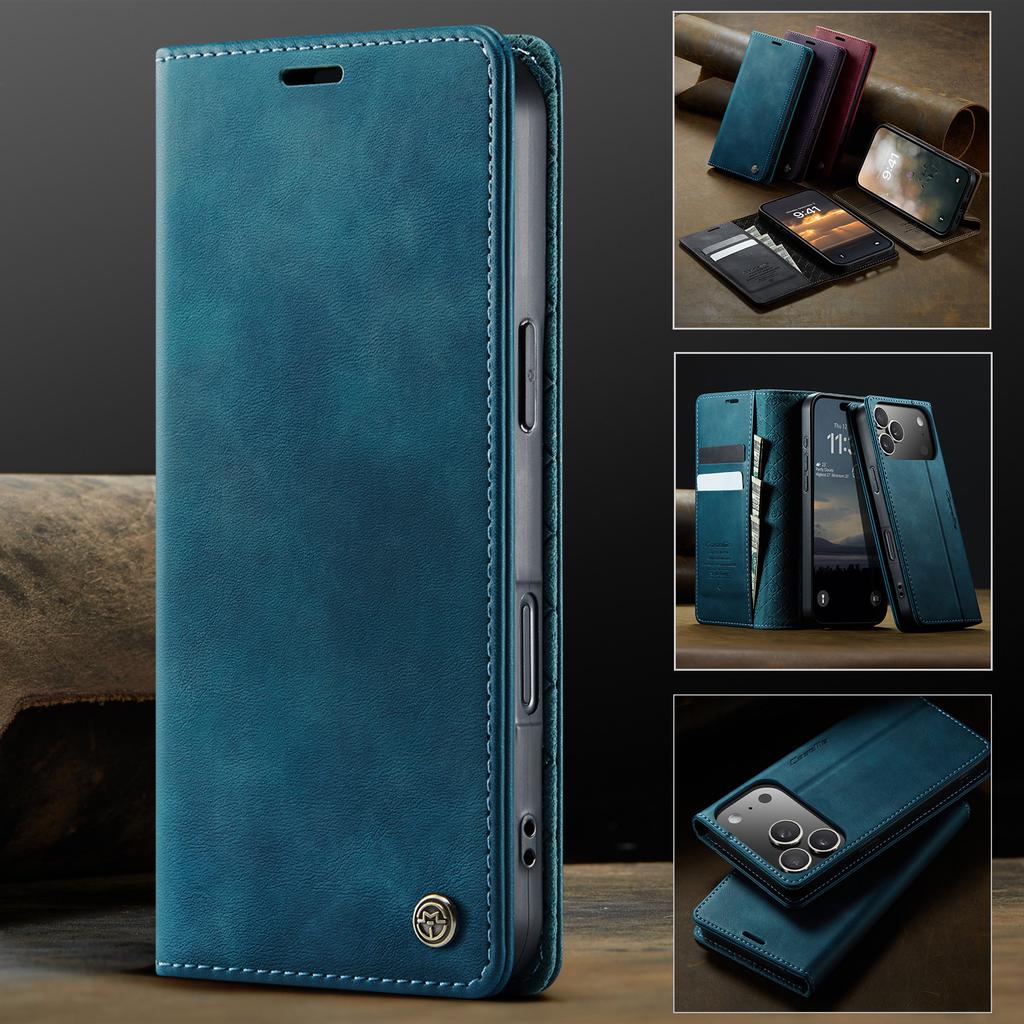 CaseMe Для iPhone 17 Air/17Pro Max/17E Роскошный Ретро Магнитный Чехол-Книжка из ПУ Кожи с Держателем для Карт и Карманом Для iPhone17Pro
