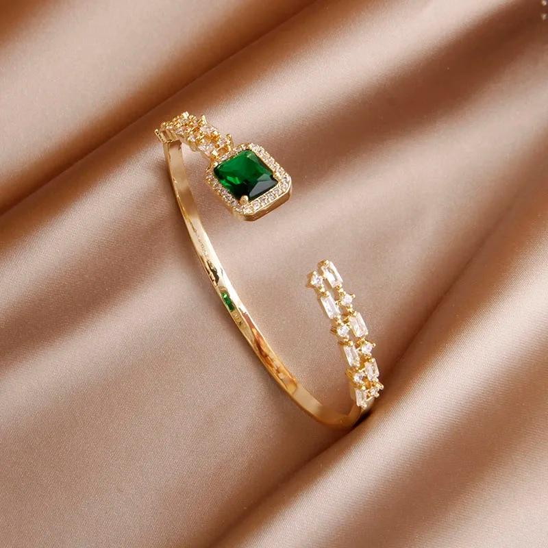 Korea&Japanese Delicate Double Layer Charm Bangles for Women Fashion Brand Jewelry Crystal Heart Bracelets Accessories