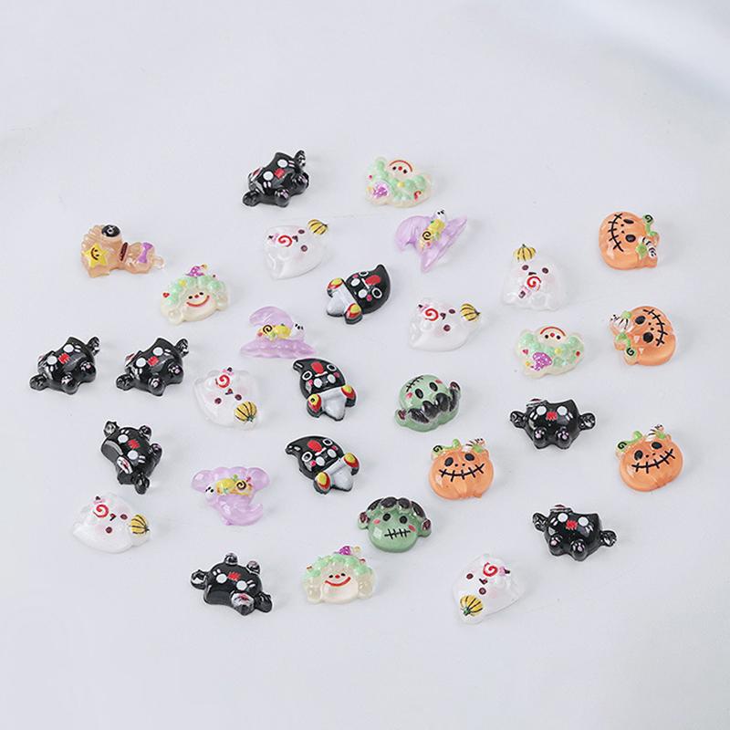 30 шт. Хэллоуин мультфильм аксессуары для ногтей милые маленькие привидения призрачные глаза летучая мышь Diy смола маникюр ювелирные украшения