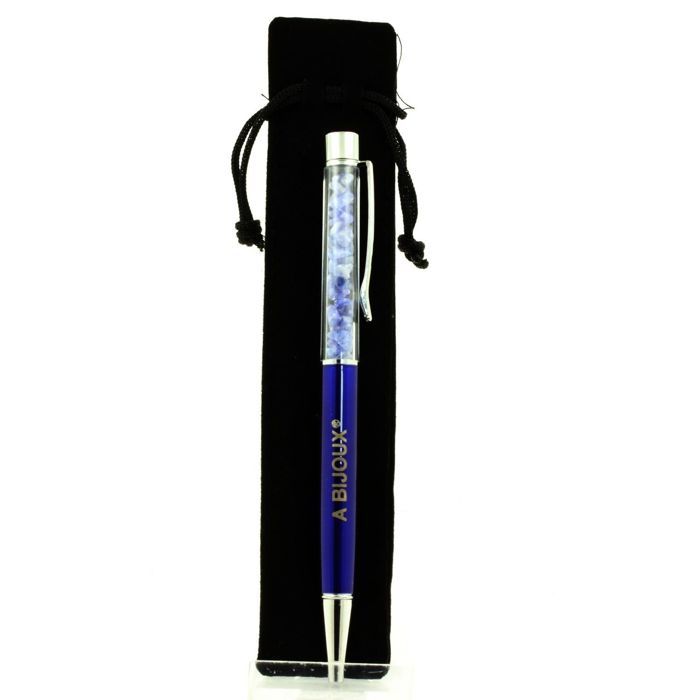 Pierres et Minéraux. Stylo minéraux Tanzanite brut Arusha, Tanzanie. Couleur Bleu marine.