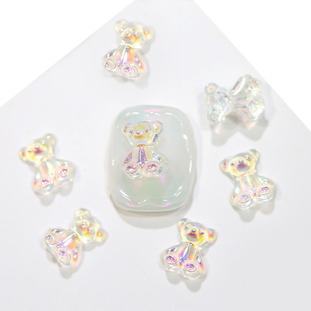 20 шт. милые украшения для ногтей в виде медведя, смоляные кристаллы, стразы «Аврора», красочные подвески для ногтей, аксессуары для поделок