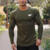 Muscleguys, осенняя новая мужская хлопковая футболка с круглым вырезом и длинными рукавами, модные топы с логотипом и буквенным принтом, одежда для фитнеса