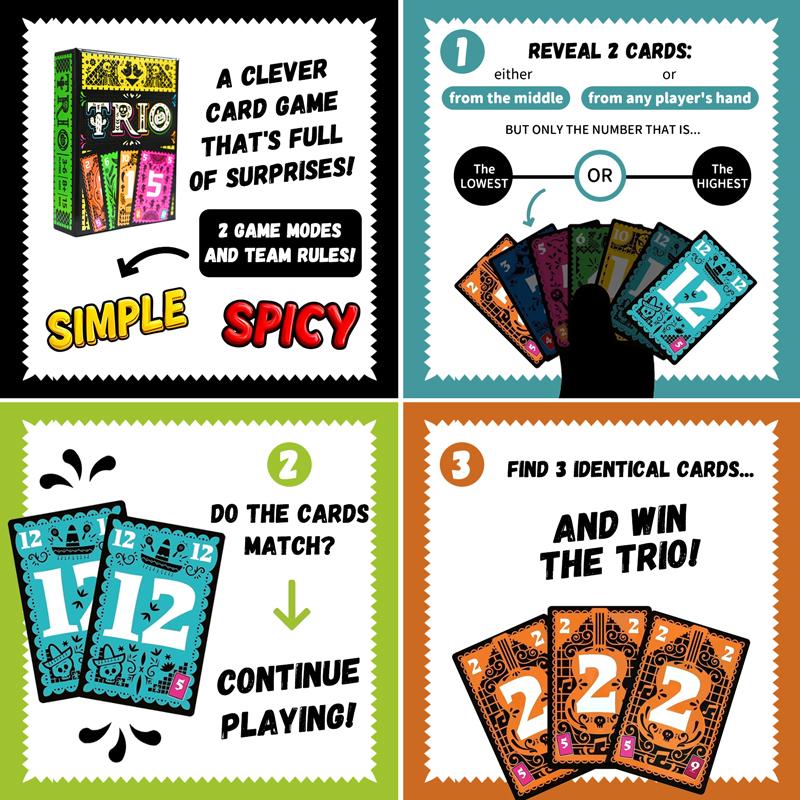 Карточная игра Трио Семейная Вечеринка Вечер Настольных Игр Развлечение 3-6 Игроков Поиск Трех Одинаковых Карт Стратегические Игрушки Подарки