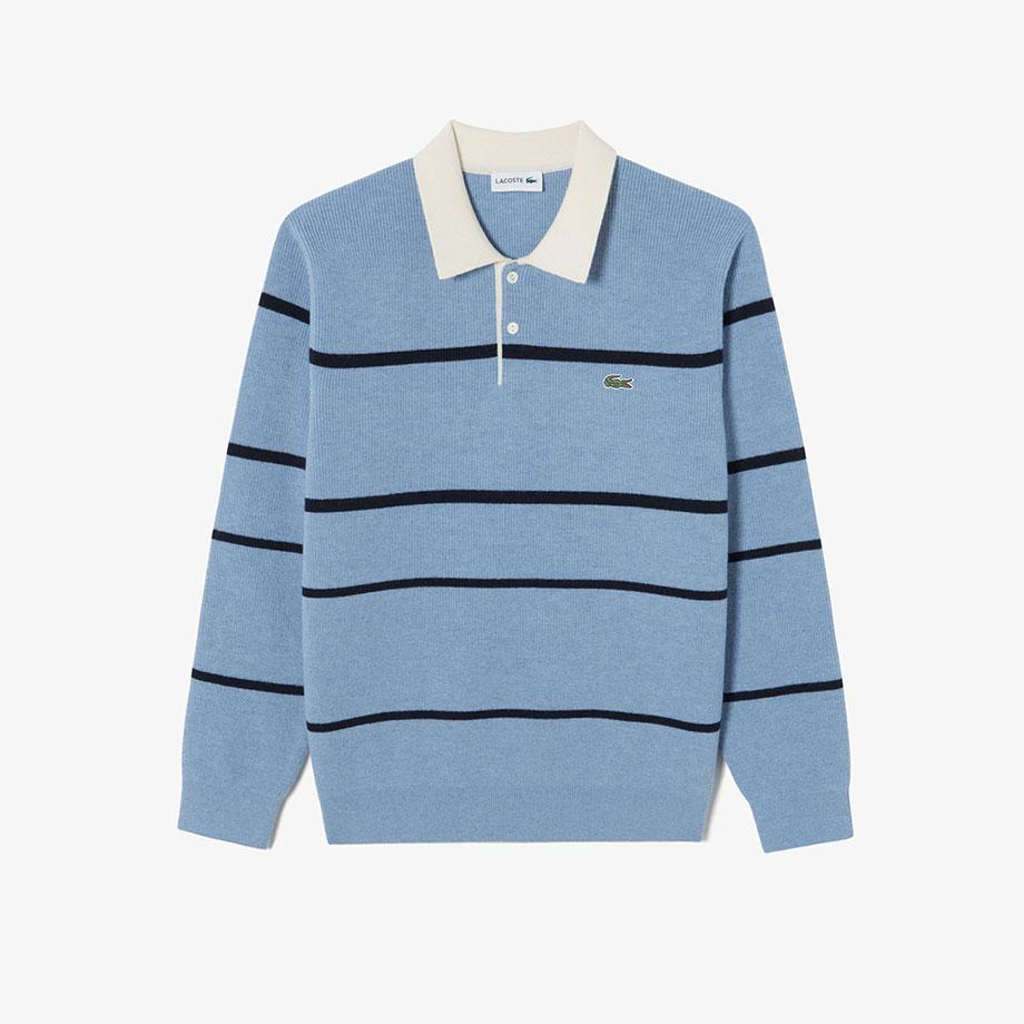 [Lacoste] Men's Rib Knit Rugby Sweater Polo Shirt AH405E-55NHBP