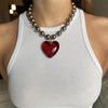 Girls Party Jewelry Short Choker Necklaces for Women Beads Chains Colorful Glass Hip Hop Minimalist Love Heart Pendant