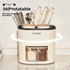 Rotating Kitchen Organizer: Knife Holder, Chopstick Rack, Spice Jars & Seasoning Box