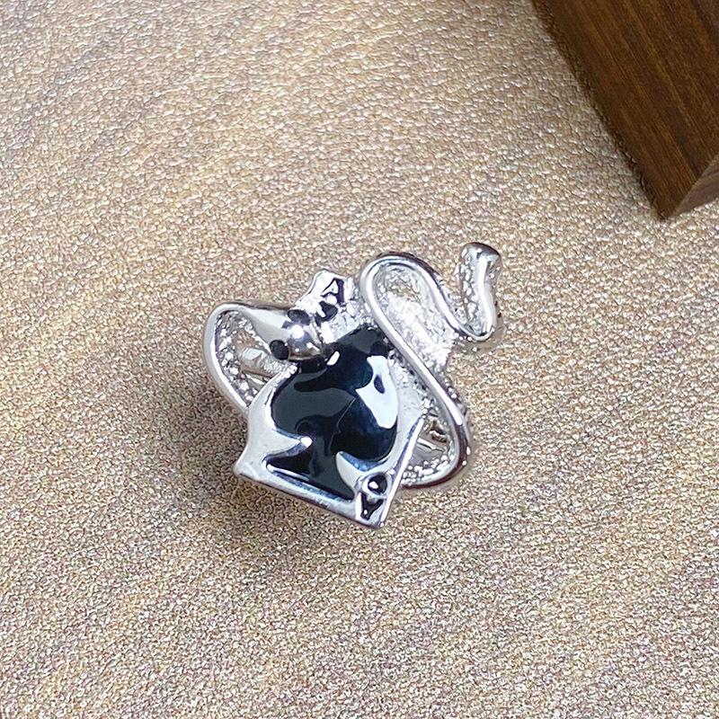 Halloween Punk Serpentine Zir*****Pen Ring Spirit Snake Series Personality Niche Hip Hop Ring Girl