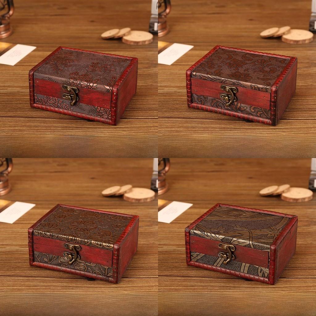 Style Vintage Wooden Box With Lock For Organizing Jewelry Accessories Decoration