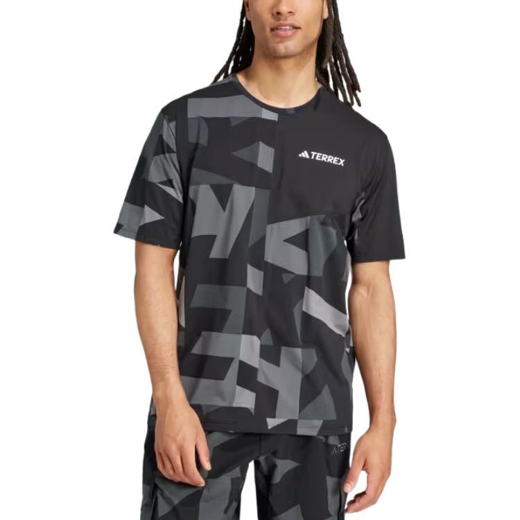 adidas Мужская футболка с коротким рукавом и круглым вырезом Terrex с надписью Черный JE0390