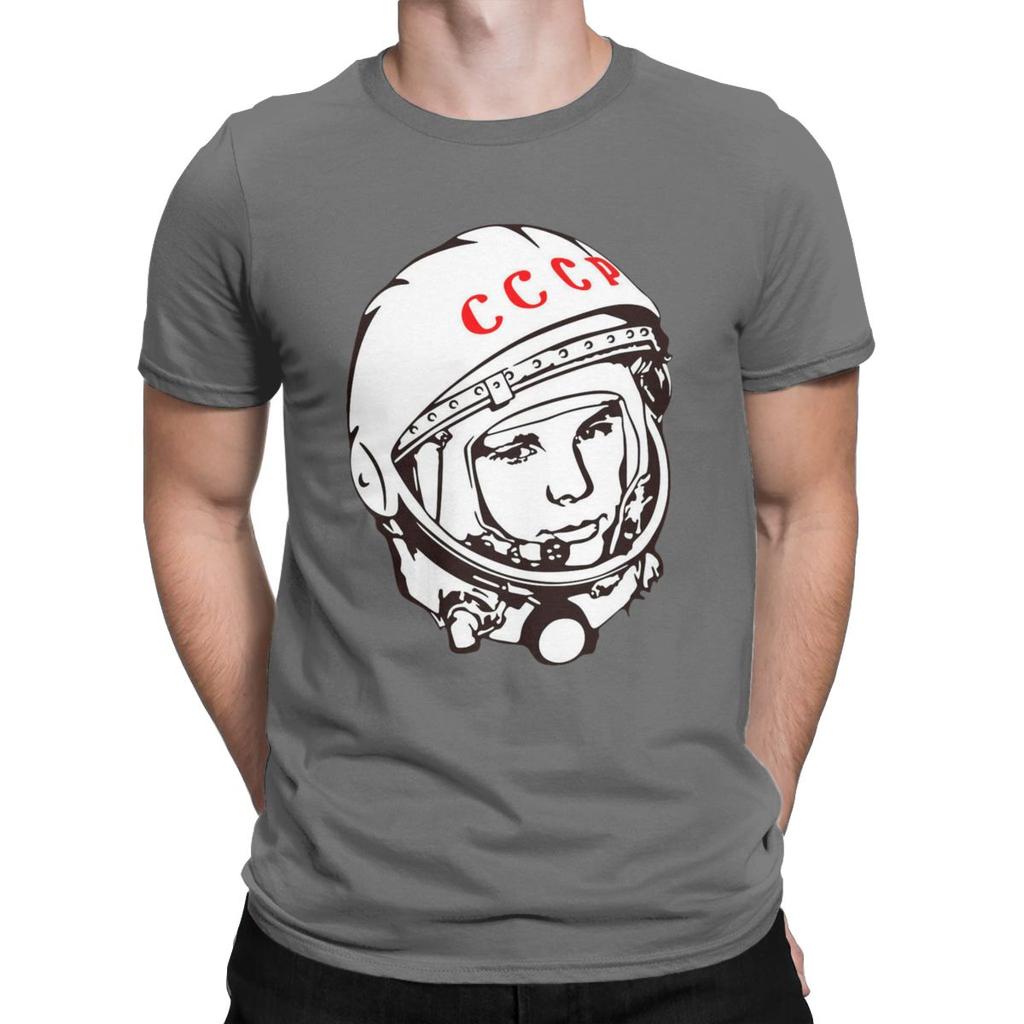 Vintage Yuri Gagarin USSR T-Shirts for Men T Shirt Cosmonaut Soviet Union Astronaut CCCP Short Sleeve Tees 4XL 5XL Clothes
