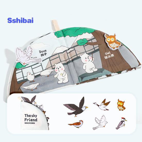 Baby Cloth Book Vegetable Fruit Animal Dinosaur Family Member, Tear-resistant Washable Early Education, Infant Boy Girl Crinkle Sensory Book