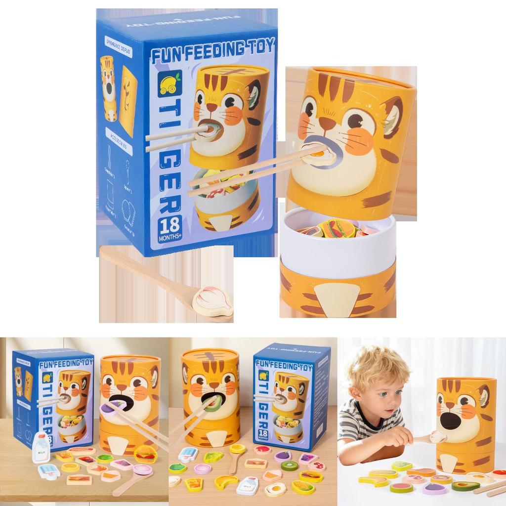 Деревянная игра для кормления для детей с когнитивным развитием и практикой мелкой моторики для дошкольного обучения