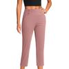 Women's Fashionable Solid Color Straight Leg Pants With High Waist Button Pockets And Elastic Waist Casual Pants