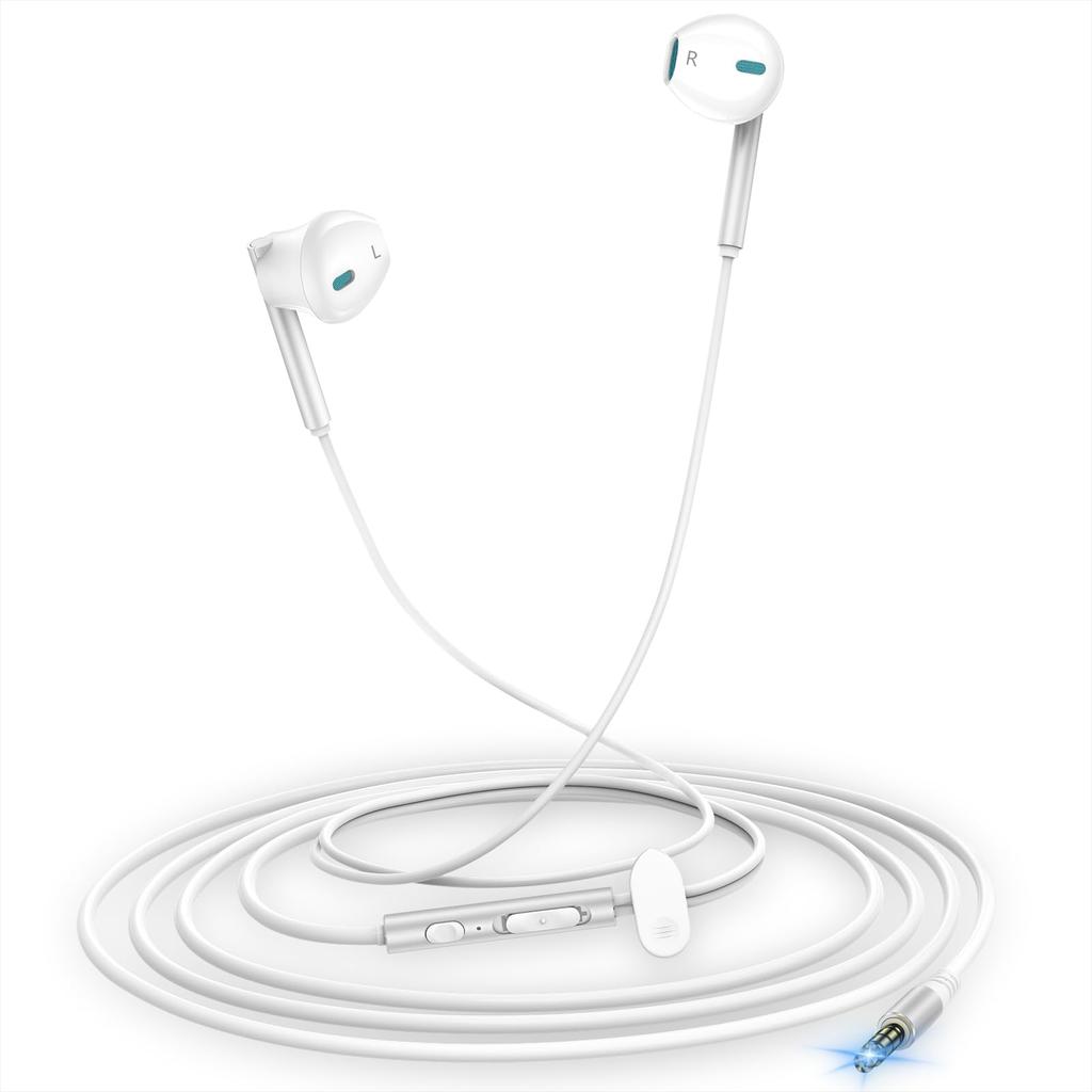 Проводные наушники для iPhone со стереозвуком HIFI, легкие, громкие, тяжелые, эргономичные, совместимые с ПК, микрофоны, совместимые со многими моделями