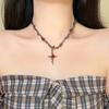 Dark Wind Rose Cross Necklace Women's Clavicle Chain High Sense Light Luxury Niche Necklace 1111 New Jewelry