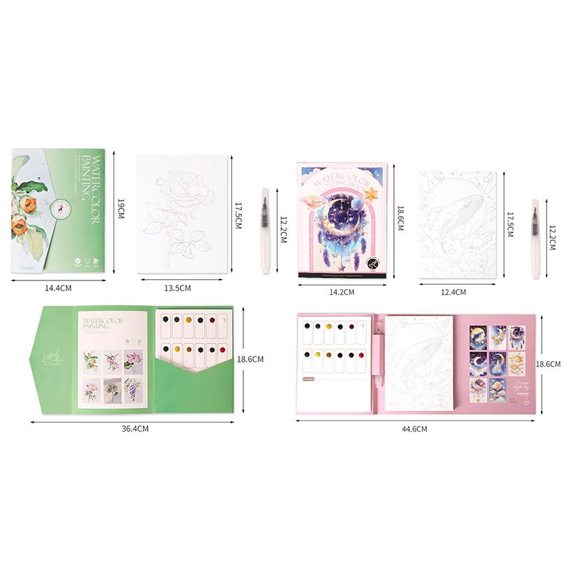 1 Набор Креативный набор для акварельной живописи с 12-цветной твердой краской, раскраска для снятия стресса у детей, набор для акварели для искусства родителей и детей