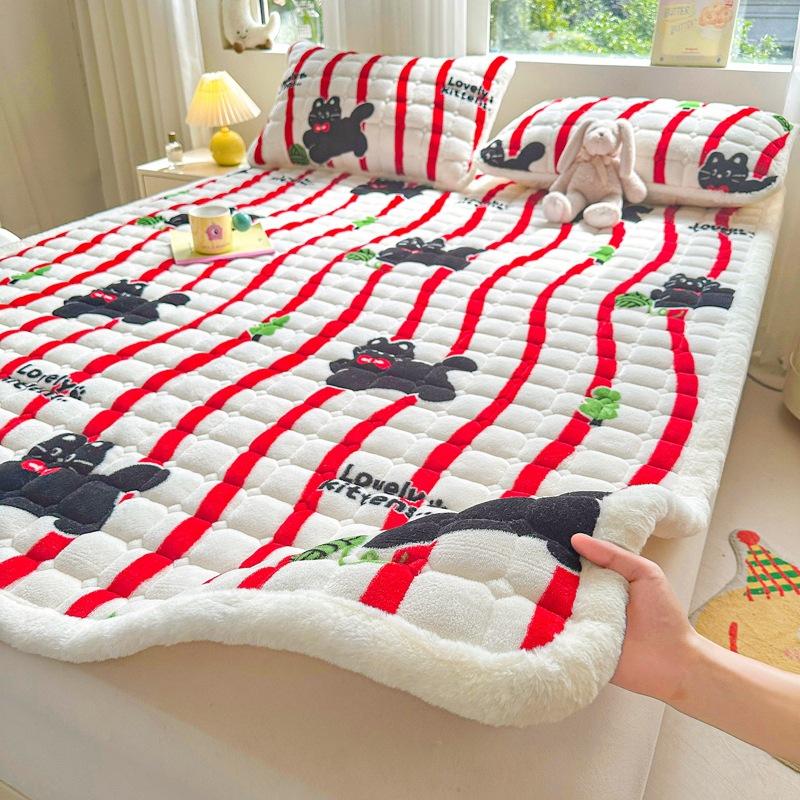 Матрас-подушка из молочного бархата для домашнего использования, зимний коралловый бархатный матрас для тепла и утолщения