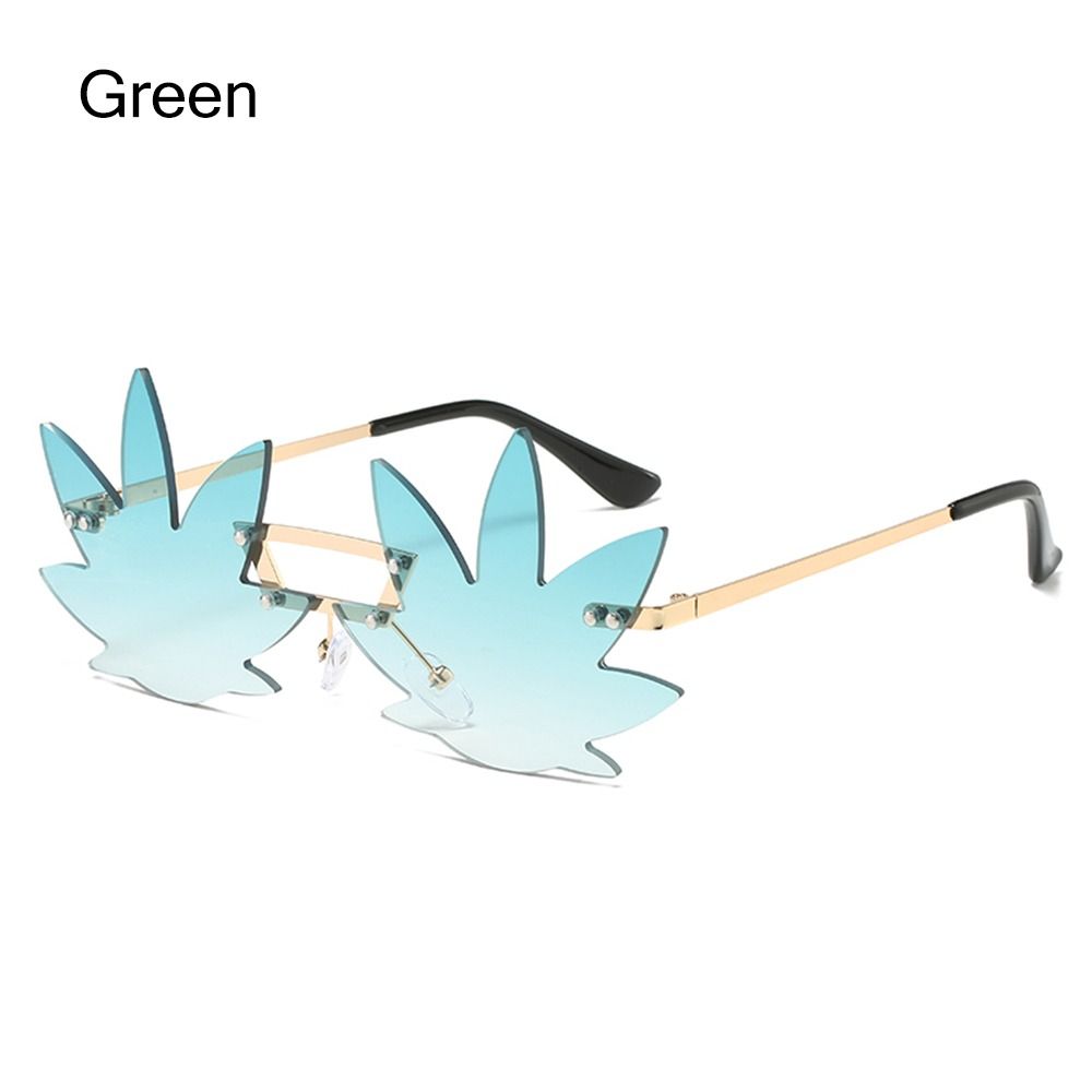 Rimless Maple Leaf Shape Metal Sunglasses For Women Party Decorative Sun Glasses Men Unique Street Catwalk Prom Eyewear