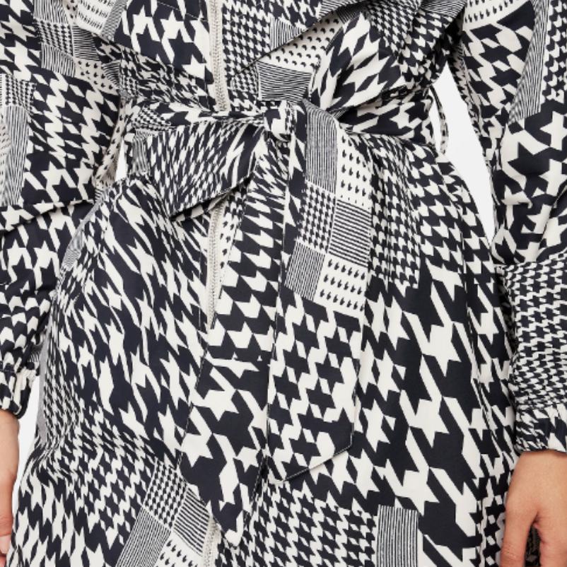 Nike Пальто-тренчкот с узором «гусиная лапка» и нерегулярным плетением, боковыми разрезами и воротником-молнией, с длинными рукавами, женская верхняя одежда, черный цвет FB8273-104