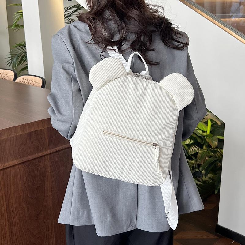 Cute Bear Ear Fleece Backpack for Girls, 1Pcs Warm Lambswool Small Daypack, Kids Casual School Bag Rucksack for Travel Shopping