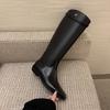 Cowhide Version Leather Flat Boots Fat Mm Thick Leg Boots Women's Knight Boots Tall Boots