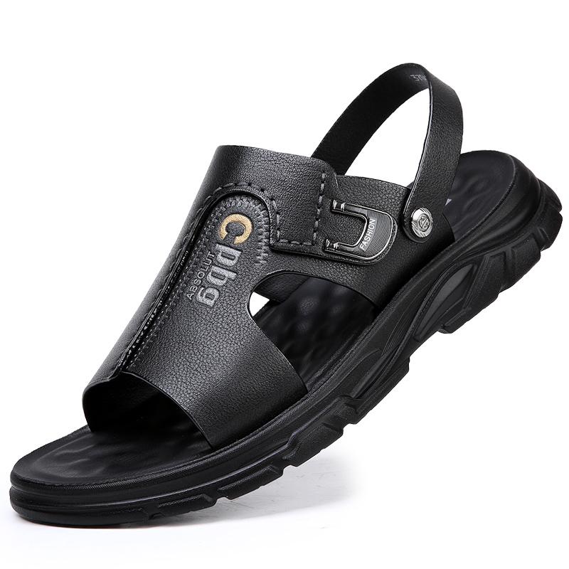 Модные пляжные мужские дышащие сандалии, летняя кожаная ажурная мужская обувь, простые мужские удобные тапочки 2024 года, новые классные роскошные сандалии