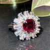 Trendy Luxury Cubic Zirconia Red Rings Women Brilliant Wedding Ceremony Party Bridal Ring Anniversary Gift Modern Jewelry